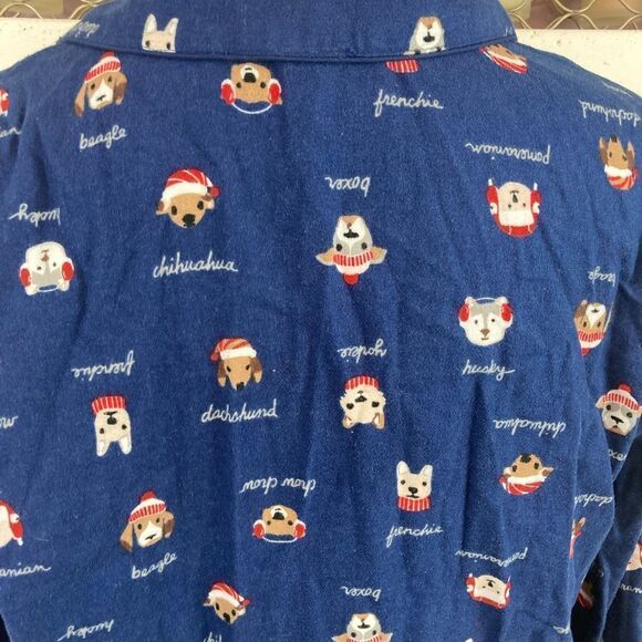 Lands End Dog print flannel pj top w/ many breeds perfect gift NWOT🐕🦺🐩🦮big - Picture 3 of 10